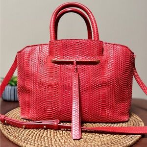 Brian Atwood Grace East West Snake Embossed Tote Shoulder Bag